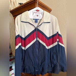 Avon Cream & Navy Sportswear Jacket Label Detail